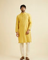 Manyavar Men Golden Plain Kurta Set image number 2