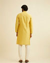 Manyavar Men Golden Plain Kurta Set image number 5