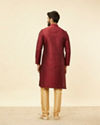 alt message - Manyavar Men Maroon Pintuck Design Kurta Set image number 5