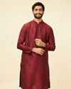 alt message - Manyavar Men Maroon Pintuck Design Kurta Set image number 0