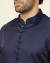 alt message - Manyavar Men Dark Blue Loop Buttoned Classic Kurta Set image number 1