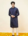 alt message - Manyavar Men Dark Blue Loop Buttoned Classic Kurta Set image number 2