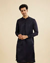 Manyavar Men Dark Blue Loop Buttoned Classic Kurta Set