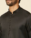 alt message - Manyavar Men Ebony Black Kurta Set image number 1