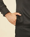 Manyavar Men Ebony Black Kurta Set