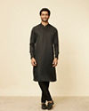 alt message - Manyavar Men Ebony Black Kurta Set image number 2