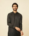 alt message - Manyavar Men Ebony Black Kurta Set image number 0