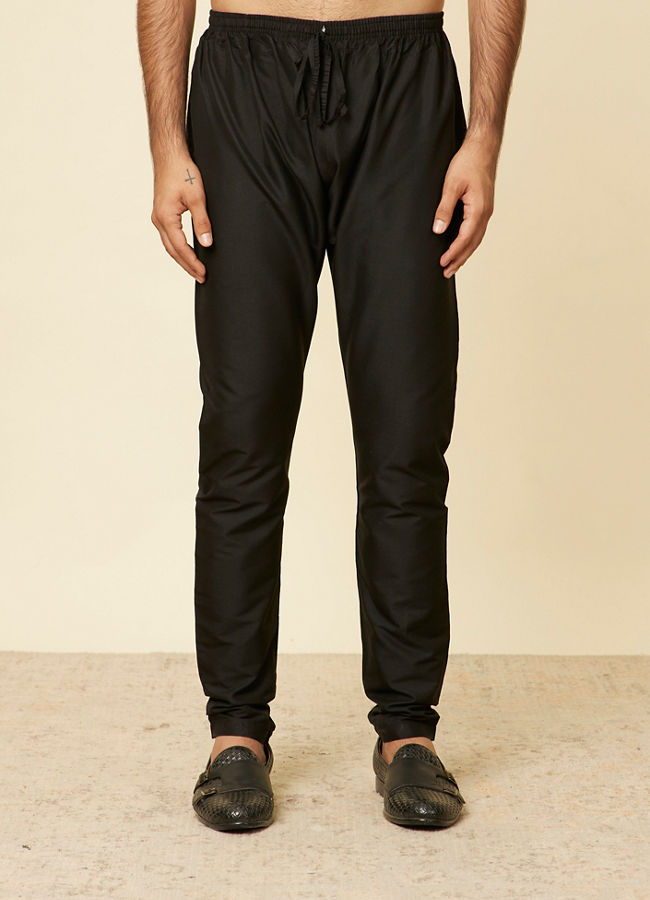 Manyavar Men Ebony Black Kurta Set