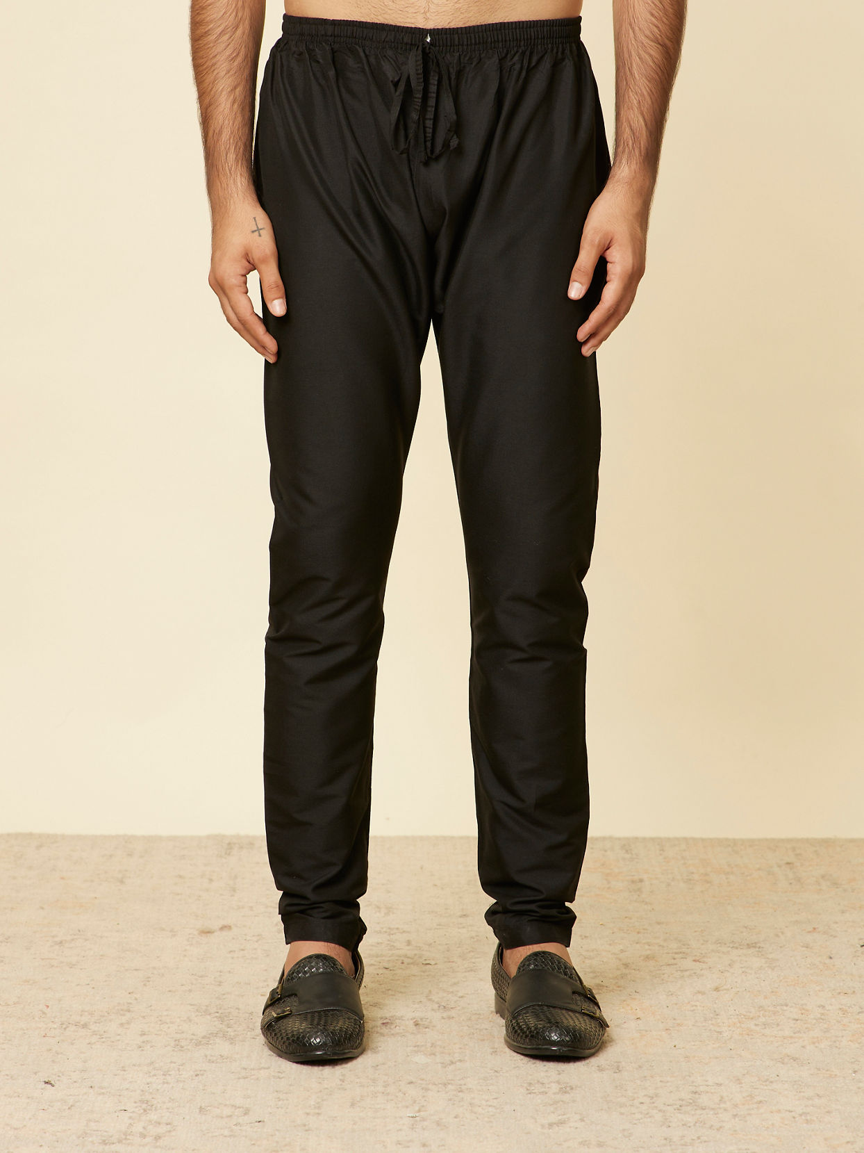Manyavar Men Ebony Black Kurta Set