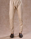Manyavar Men French Navy Blue Classic Plain Kurta Set with Striped Collar