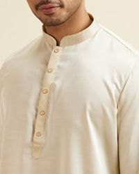Manyavar Men Ivory White Placket Detailed Kurta Set