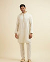 Manyavar Men Ivory White Placket Detailed Kurta Set
