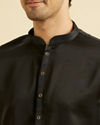 Manyavar Men Elegant Black Satin Kurta Pajama