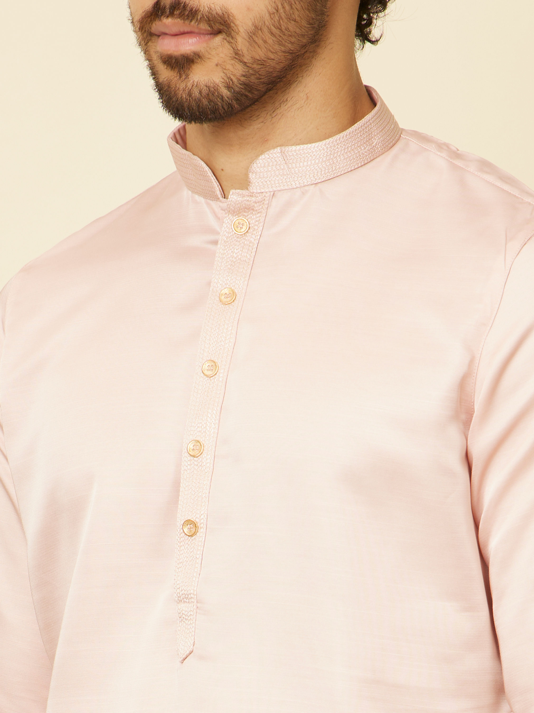 Manyavar Men Baby Pink Kurta Set