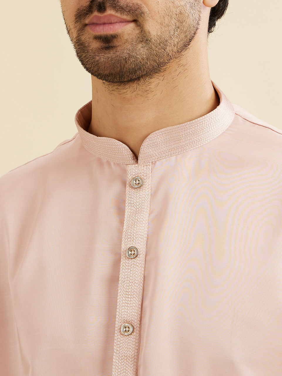 Manyavar Men Baby Pink Kurta Set