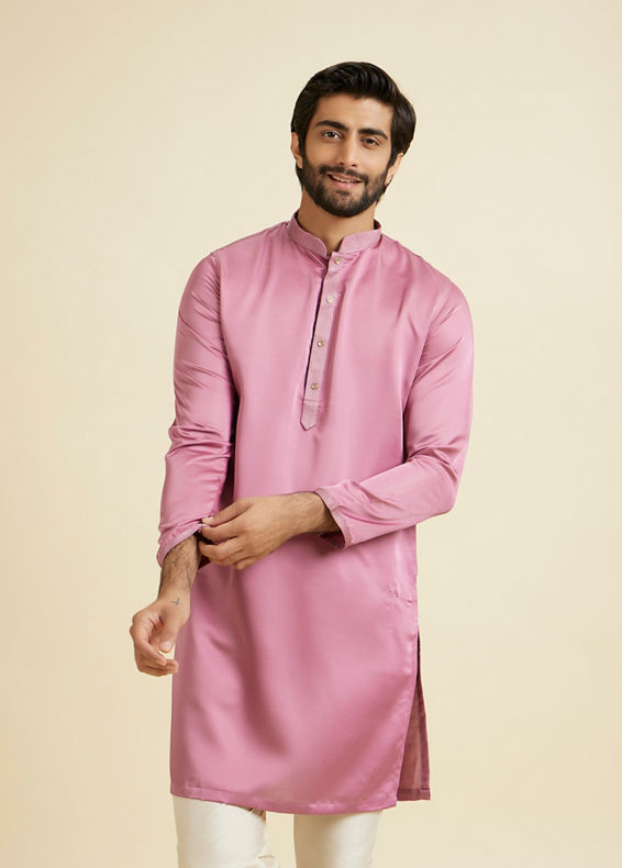 Manyavar Men Dusty Pink Kurta Pajama Set