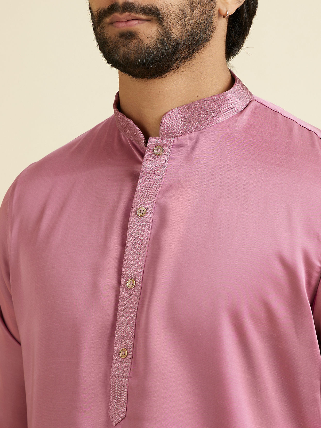 Manyavar Men Dusty Pink Kurta Pajama Set