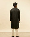 Manyavar Men Midnight Black Embroidered Neckline Kurta Set