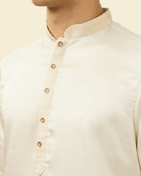 Manyavar Men Sea Shell White Solid Kurta Pajama