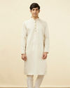 Manyavar Men Sea Shell White Solid Kurta Pajama