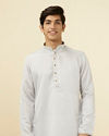 Glacier Grey Embroidered Neckline Kurta Set