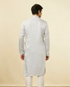 Manyavar Men Glacier Grey Embroidered Neckline Kurta Set