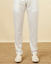 Manyavar Men Shell White Embellished Button Kurta Set