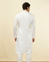 Manyavar Men Shell White Embellished Button Kurta Set