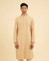 Manyavar Men Peach and Pista Green Chikankari Kurta Pajama