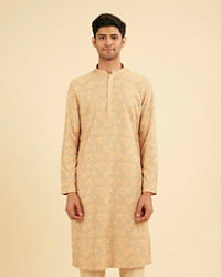 Manyavar Men Peach and Pista Green Chikankari