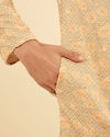 Manyavar Men Peach and Pista Green Chikankari