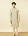 Manyavar Men Serenity Blue Chikankari Embroidered Kurta Set