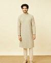 alt message - Manyavar Men Serenity Blue Chikankari Embroidered Kurta Set image number 2