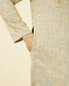 alt message - Manyavar Men Serenity Blue Chikankari Embroidered Kurta Set image number 3