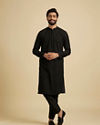 Manyavar Men Chikankari Black Kurta Set