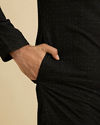 Manyavar Men Chikankari Black Kurta Set