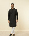 Manyavar Men Midnight Black Chikankari Kurta Set