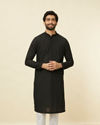 Midnight Black Chikankari Kurta Set image number 0