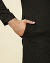 Manyavar Men Midnight Black Chikankari Kurta Set