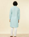 alt message - Manyavar Men Light Blue Grid Patterned Chikankari Kurta Set image number 4