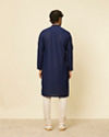 Manyavar Men Dark Blue Chikankari Kurta Set