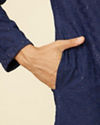 Manyavar Men Dark Blue Chikankari Kurta Set