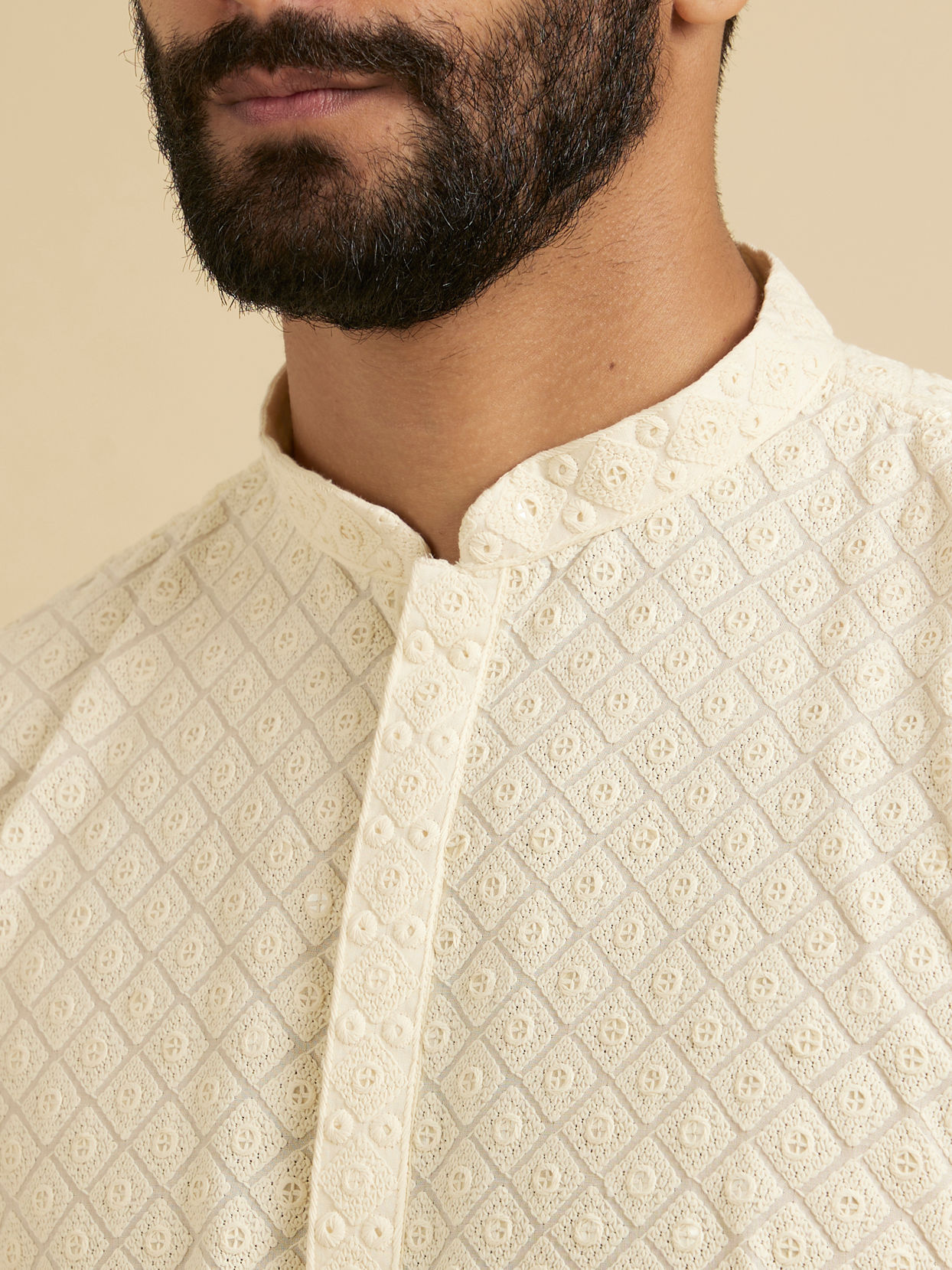 Manyavar Men Classy Cream Kurta Set