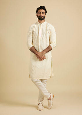 Manyavar Men Classy Cream Kurta Set image number 2