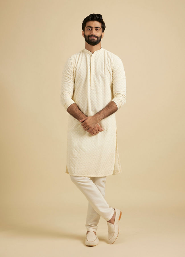 Manyavar Men Classy Cream Kurta Set image number 2