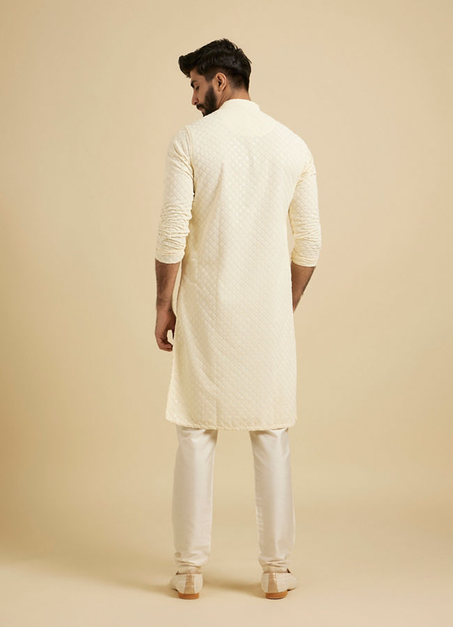 Manyavar Men Classy Cream Kurta Set image number 5