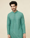 alt message - Manyavar Men Sea Green Sequin Embellished Chikankari Kurta Set image number 0