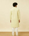 alt message - Manyavar Men Tea Green Chikankari Embroidered Kurta Set image number 5