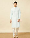 Manyavar Men Powder Blue Chikankari Embroidered Kurta Set