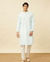 alt message - Manyavar Men Powder Blue Chikankari Embroidered Kurta Set image number 2